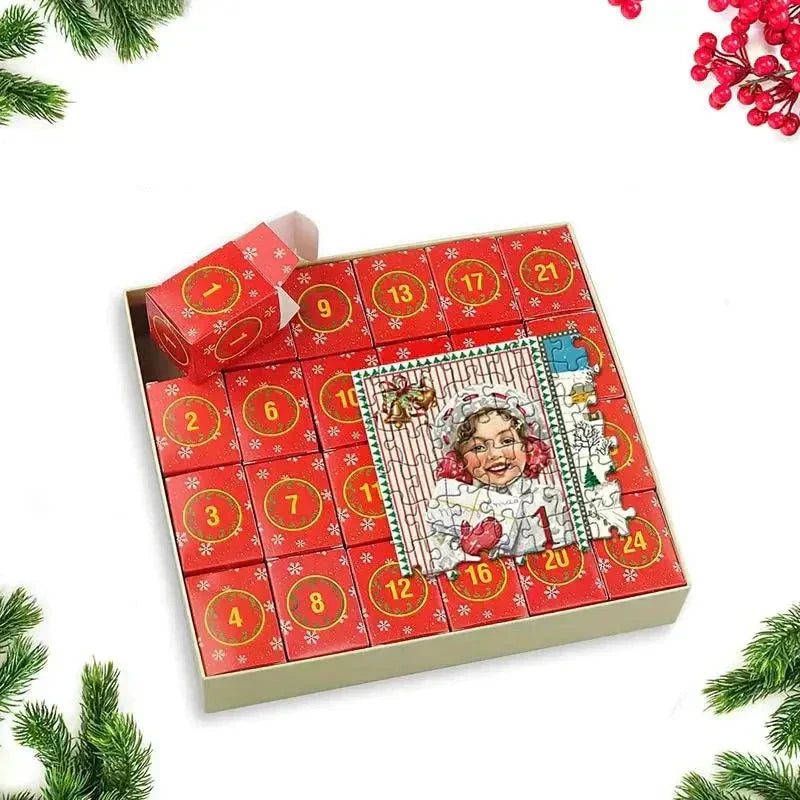 Enhanced Product Title: "Festive Puzzle Advent Calendar - 24 Unique Holiday Puzzles for Family Fun" 

This title includes keywords that can improve search visibility while clearly describing the product.