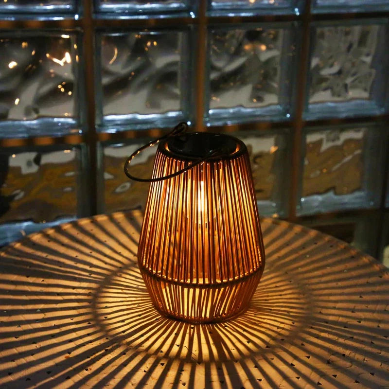 Handwoven Solar Garden Light – Warm White LED, Waterproof Pathway Lantern