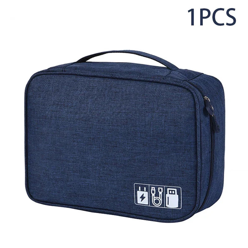 Travel Cable Organizer Bag – Water-Repellent Oxford, Dual-Layer Storage & 6 Colors