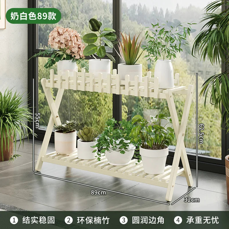 Optimized Product Title: "2-stöckiges Bambus-Pflanzenregal mit dekorativem Zaungitter – Stilvolles Pflanzenregal für Innen- und Außenbereich" 

This title includes relevant keywords while enhancing clarity and appeal for potential buyers.