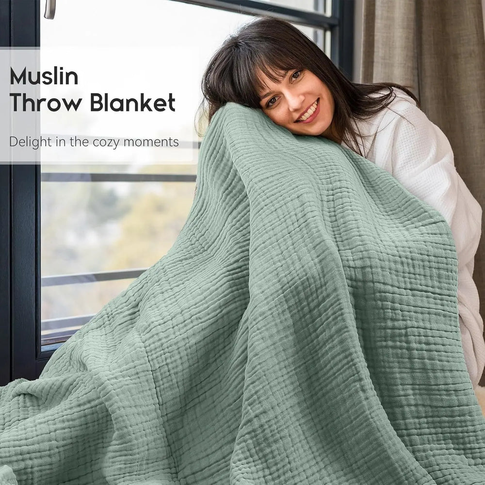 Muslin Throw Blanket – 100% Cotton, 6-Layer Breathable Weave & Three Sizes
