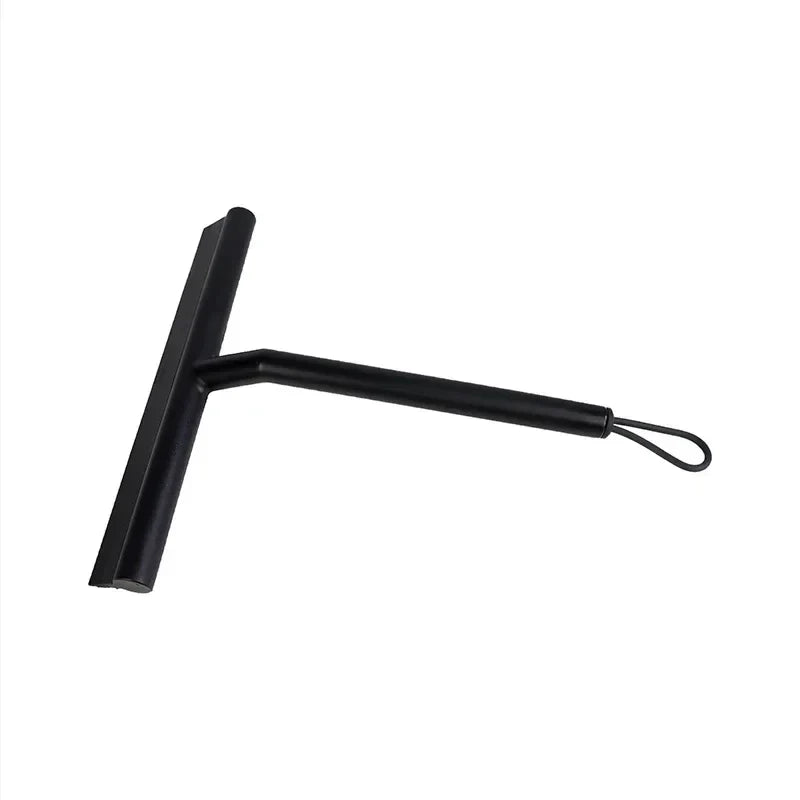 Shower Squeegee with Wall Holder – Silicone Blade, Matte Black & No-Drill Mount