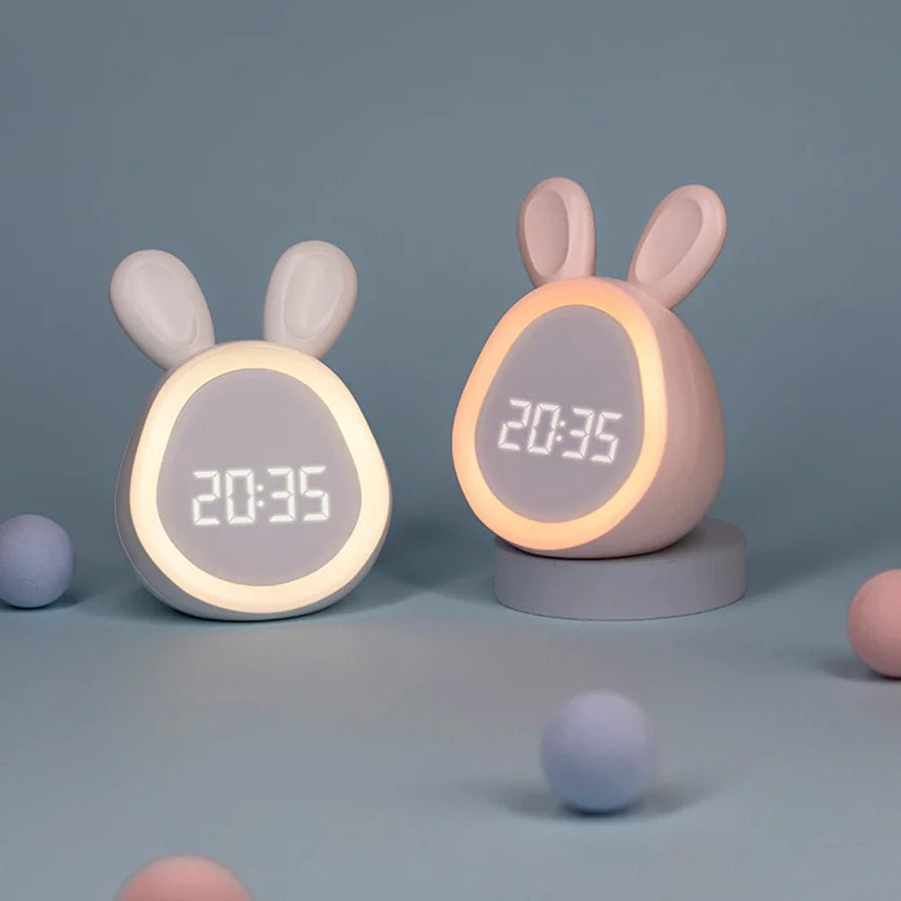 Kids' Bunny-Shaped Alarm Clock with LED Night Light – BunniGlow