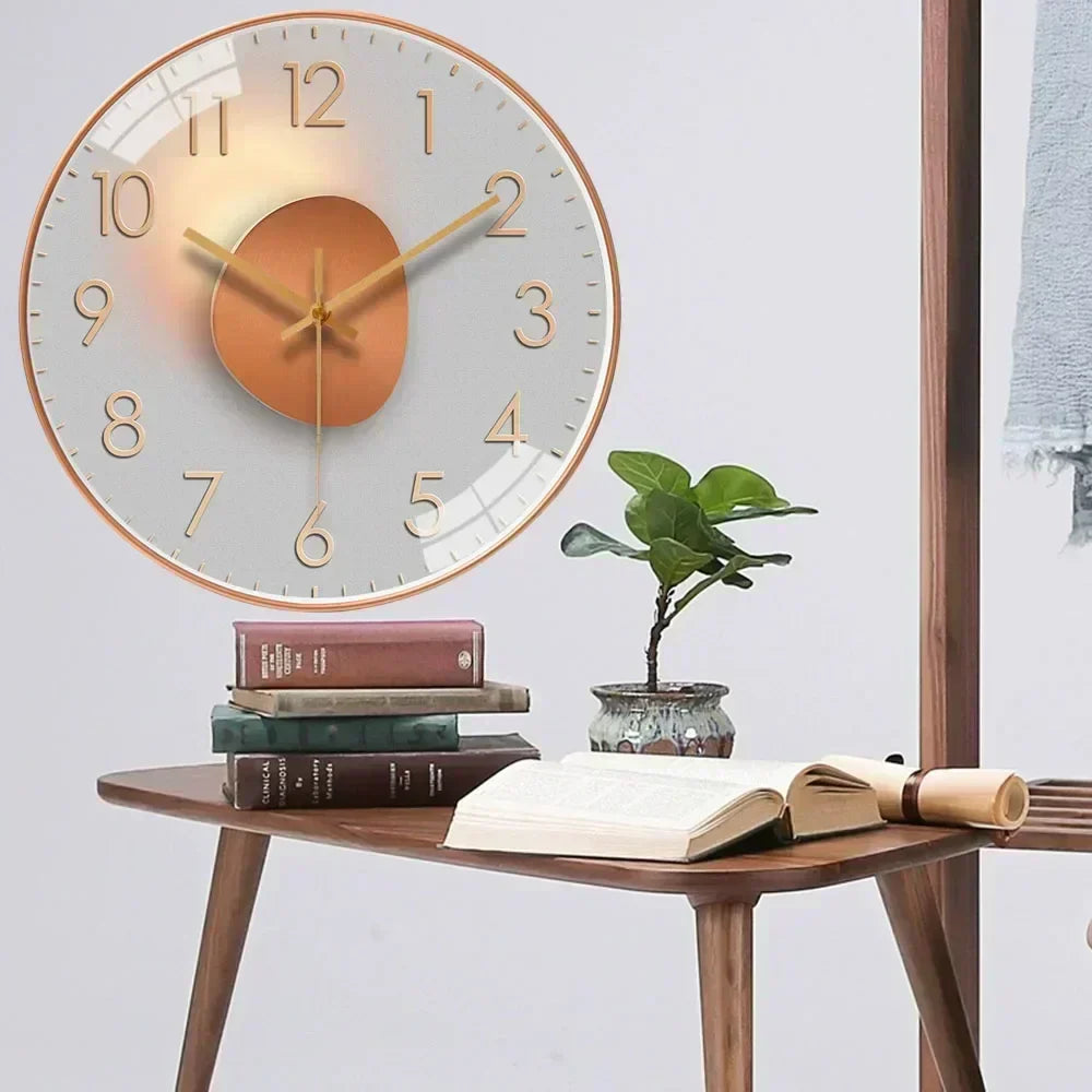 BowLift | Silent Classic Wall Clock | Non-Ticking Elegant Timepiece for Bedroom & Office