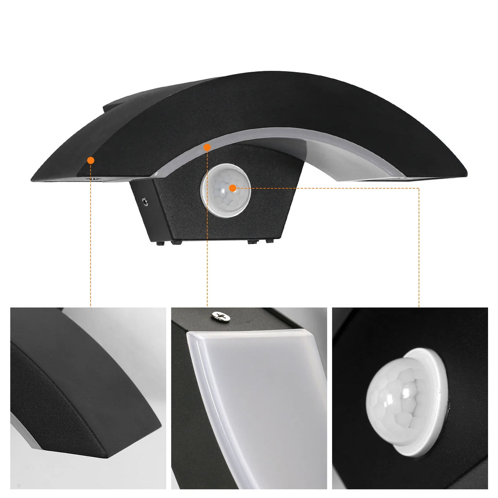 24W LED Outdoor Wall Light – Motion Sensor, 3000K Warm White & Black