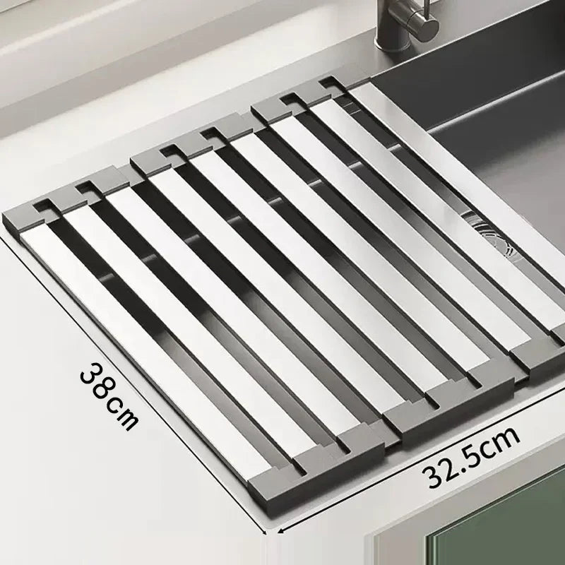 Over-Sink Dish Drain Rack – 304 Stainless Steel, Heat-Resistant & 35-45cm Sizes