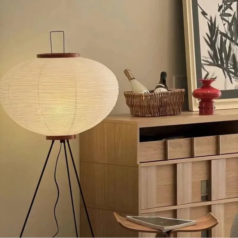 Rice Paper Floor Lamp – Japanese Tripod Design, 3 Light Temperatures & E27 Socket