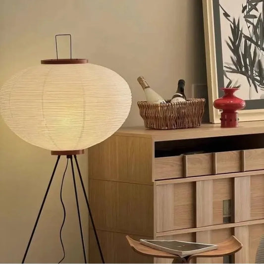 Rice Paper Floor Lamp – Japanese Tripod Design, 3 Light Temperatures & E27 Socket