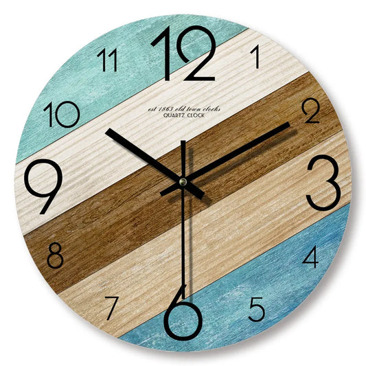 Wood-Look Wall Clock – Silent Quartz Movement, 30cm Diameter & Scandinavian Design