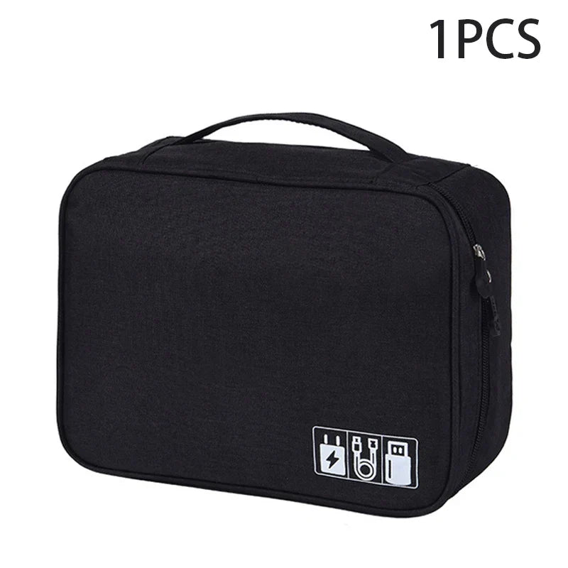 Travel Cable Organizer Bag – Water-Repellent Oxford, Dual-Layer Storage & 6 Colors