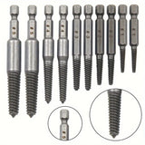 Screw Extractor Set – 10-Piece, Left-Hand Thread & Hardened Steel Hex Shank