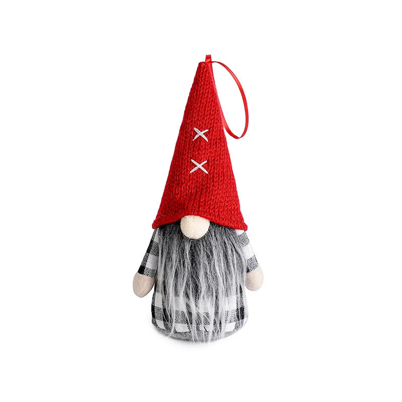 Plush Christmas Gnomes with Jingle Bells and Holly – Buffalo Check Set
