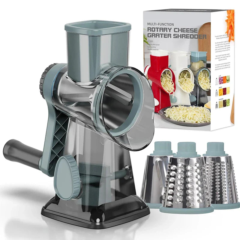 Enhanced Product Title: "Multifunctional Rotary Grater with 3 Interchangeable Drums - Versatile Kitchen Tool for Grating, Slicing, and Shredding" 

This title includes relevant keywords and provides a clearer description of the product's functionality, ma