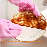 Silicone Dish Gloves – Built-In Scrub Bristles, Heat-Resistant & Reusable