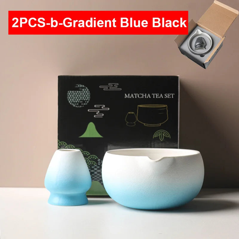Japanese Matcha Bowl Set Green 550ml Ceramic with Spout for Tea Ceremony