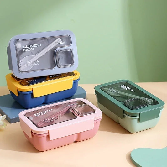 Portable Bento Lunch Box – Leak-Proof, Built-In Cutlery & Dishwasher Safe