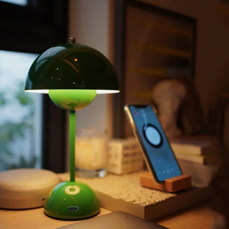 Dimmbare Akku LED-Tischlampe im Pilzdesign – Stilvolle, tragbare Beleuchtung für jeden Raum