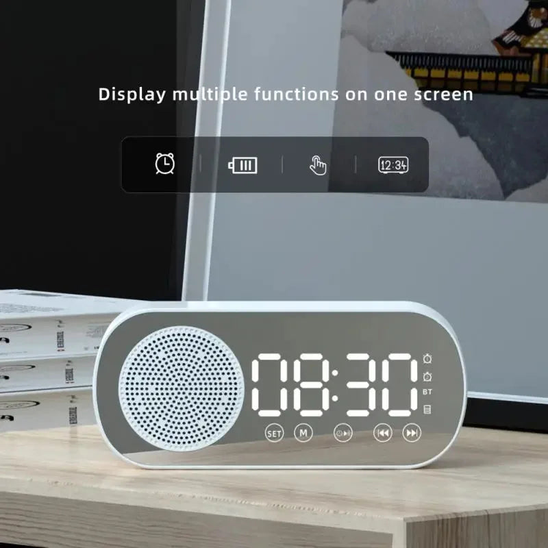Bluetooth Alarm Clock – LED Display, FM Radio & Built-In Subwoofer Speaker