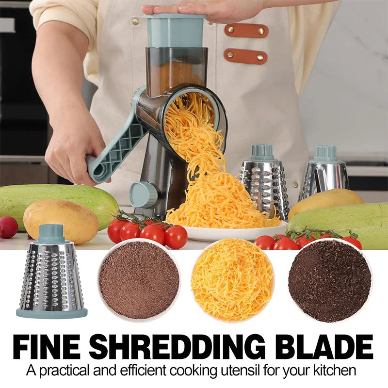 Enhanced Product Title: "Multifunctional Rotary Grater with 3 Interchangeable Drums - Versatile Kitchen Tool for Grating, Slicing, and Shredding" 

This title includes relevant keywords and provides a clearer description of the product's functionality, ma