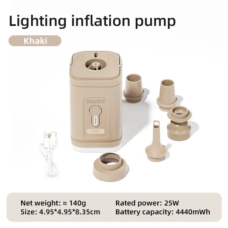Electric Air Pump – USB Rechargeable, 2-in-1 Inflate & Deflate, Multiple Nozzles