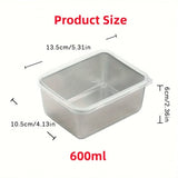 Stainless Steel Food Storage Containers – 600ml, Stackable Set of 6 & Clear Lids