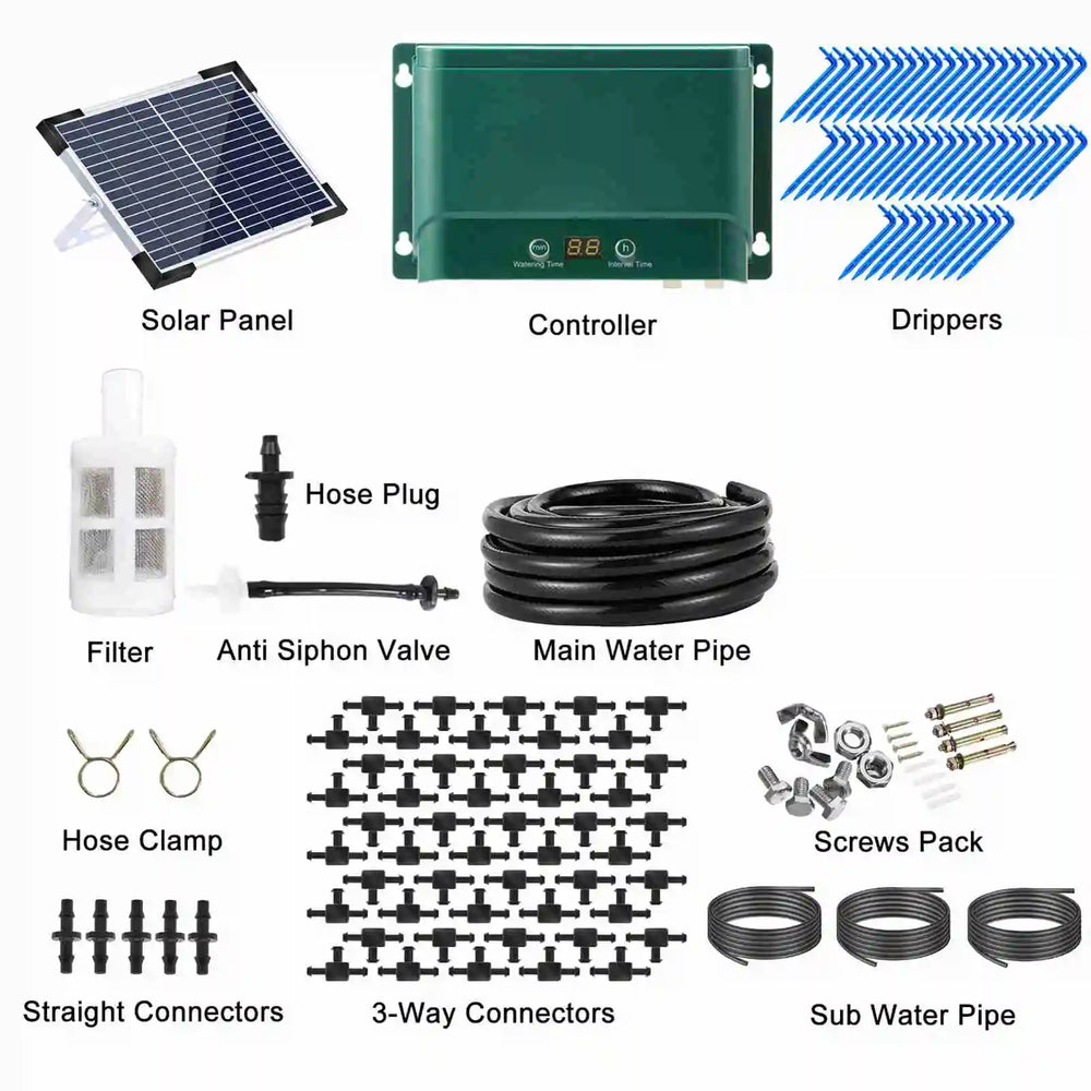 AquaFlow Solar Drip Irrigation System Kit – Automatic Watering with 30 Modes & 7 Timers