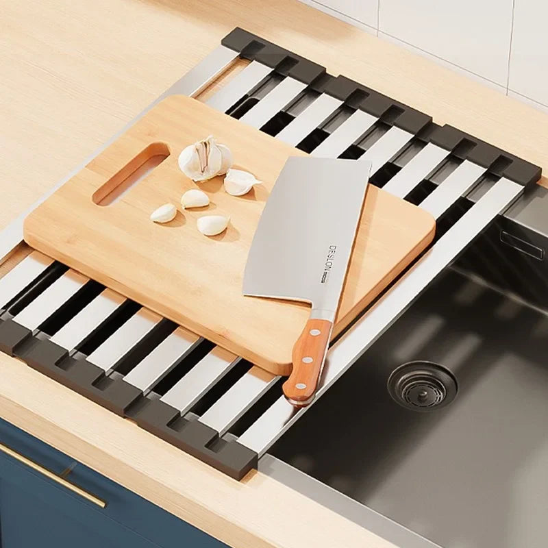 Over-Sink Dish Drain Rack – 304 Stainless Steel, Heat-Resistant & 35-45cm Sizes