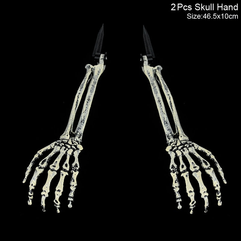 Bone-Tone Skull and Skeletal Arm Decoration Set