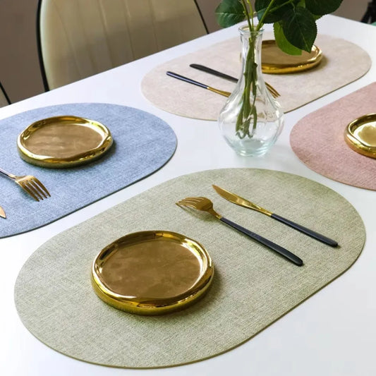 Oval Faux Leather Placemats – Heat Resistant, Non-Slip & Waterproof