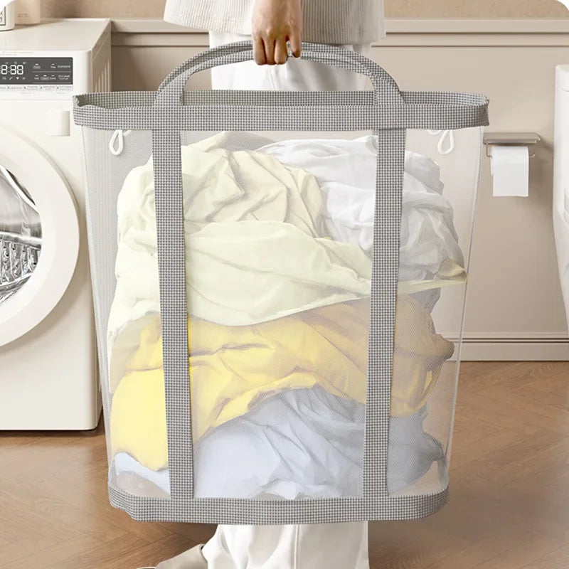Foldable Mesh Laundry Hamper – Breathable, Carry Handles & Collapsible