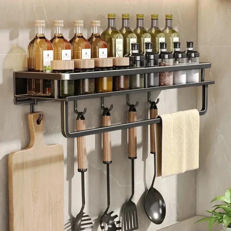 MetroRack – Modern Black Kitchen Wall Shelf