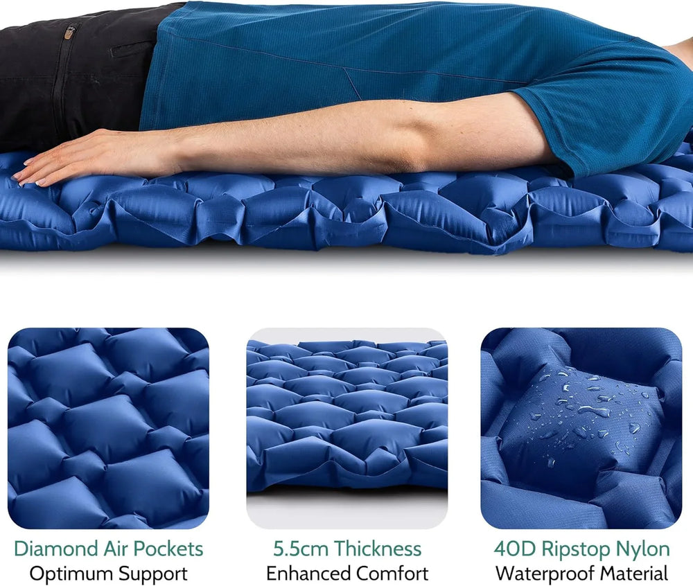 Ultralight Inflatable Sleeping Pad – 520 g, 190×60 cm & Compact Pack Size
