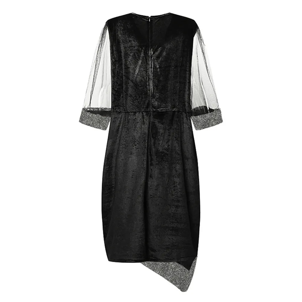 Chic Plus-Size Fall Party Dress - Elegant Autumn Evening Wear for Curvy Women