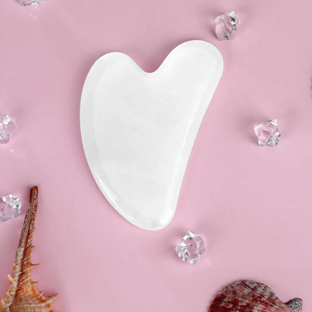 White Jade Gua Sha Tool – Heart-Shaped, Facial Massage & Cooling