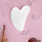 White Jade Gua Sha Tool – Heart-Shaped, Facial Massage & Cooling