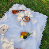 Cotton Picnic Blanket 130×150cm – Fringed Boho Design, Soft & Foldable