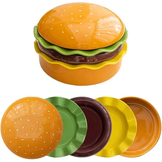 Burger-Shaped Serving Set – Stackable Plastic, 5-Piece & 7-Piece Options
