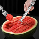 Stainless Steel Watermelon Cutter – Dual-Head Cuber & Fork, Food-Safe & Dishwasher-Safe