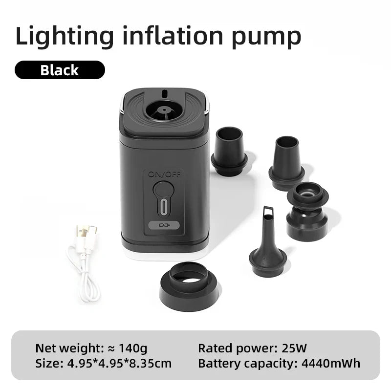 Electric Air Pump – USB Rechargeable, 2-in-1 Inflate & Deflate, Multiple Nozzles