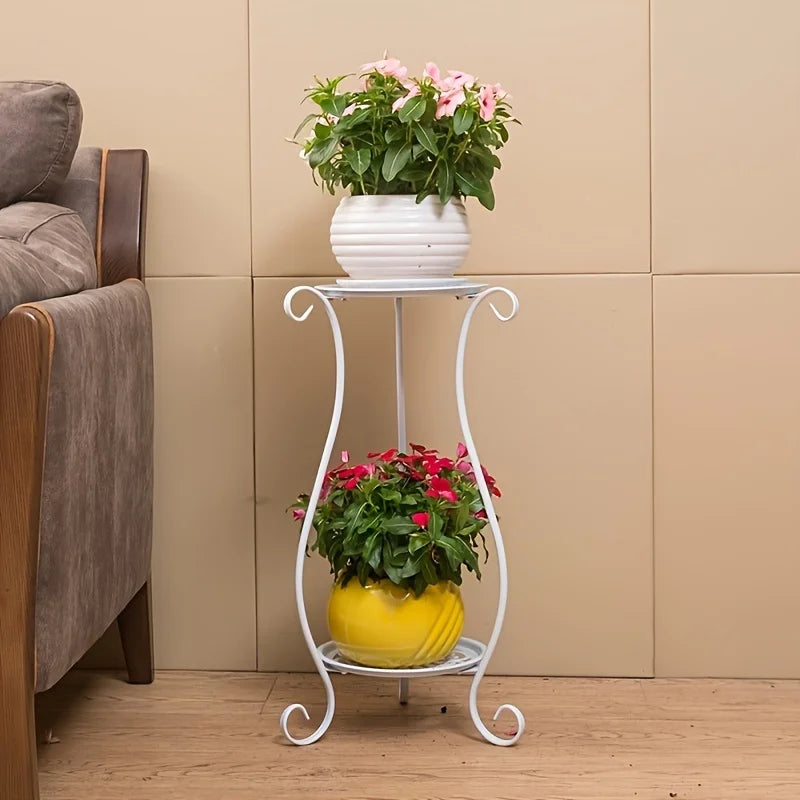 Optimized Product Title: "Zweistöckiges Metall-Pflanzenregal mit Zierrahmen – Stilvolles Pflanzenregal für Innen- und Außenbereich" 

This title includes relevant keywords and provides additional context to attract potential buyers.
