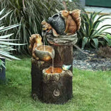 BowLift | Lunaverde Solar Deco Fountain Duck & Squirrel | Garden Figure with LED Light | Weatherproof Resin | For Terrace & Balcony