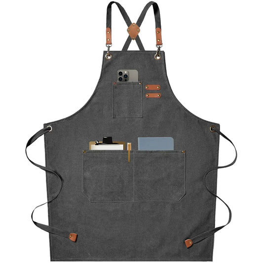 Durable Canvas Kitchen Apron – Unisex Fit, Adjustable Straps & Front Pockets