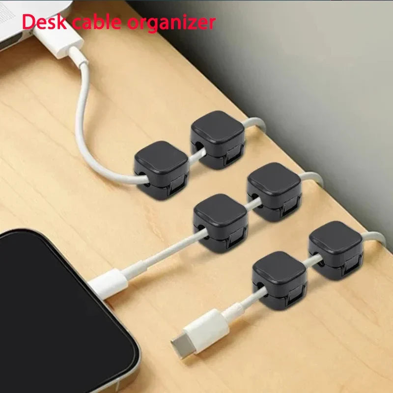 Magnetic Cable Organizer Set – Self-Adhesive, 12-Pack & Desk Cable Clips