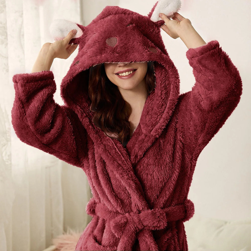 Gemütlicher Flanell-Bademantel mit Kapuze für Damen und Herren – Weich, Warm und Stylish