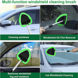 Windshield Cleaning Brush – Extendable Handle, 180° Swivel & 3 Microfiber Pads