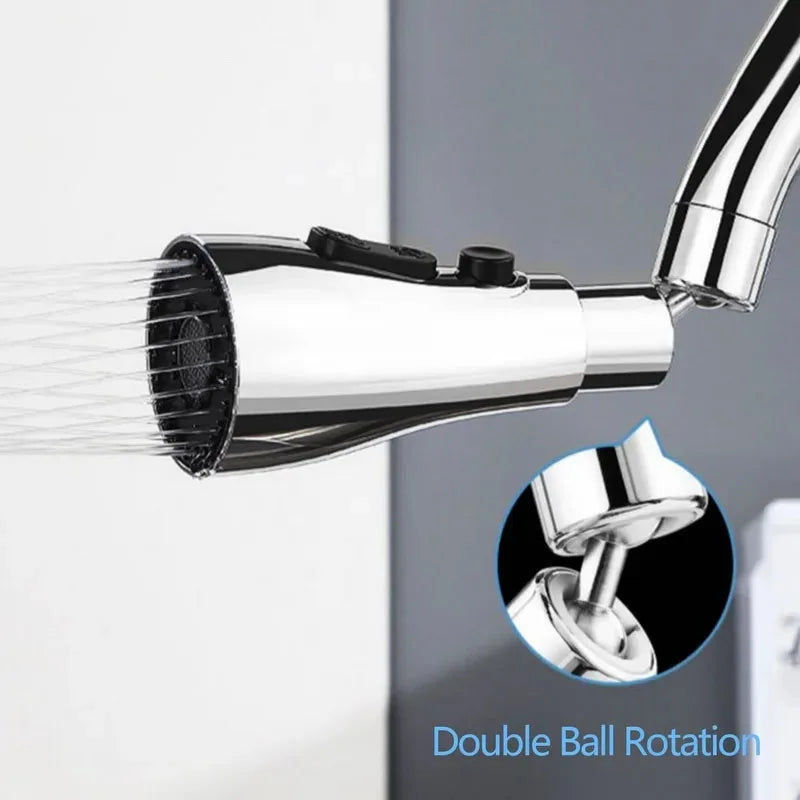 360° Swivel Faucet Aerator – 3 Spray Modes, Water-Saving & Tool-Free Install