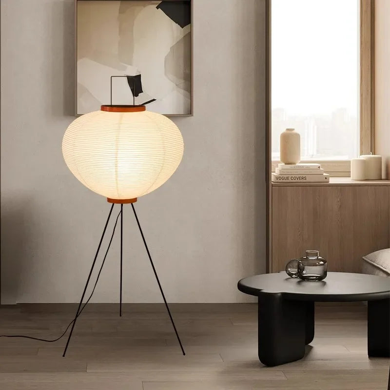 Rice Paper Floor Lamp – Japanese Tripod Design, 3 Light Temperatures & E27 Socket