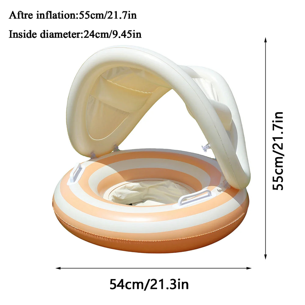 Inflatable Pool Float with Sun Canopy – PVC, Grip Handles & Shade