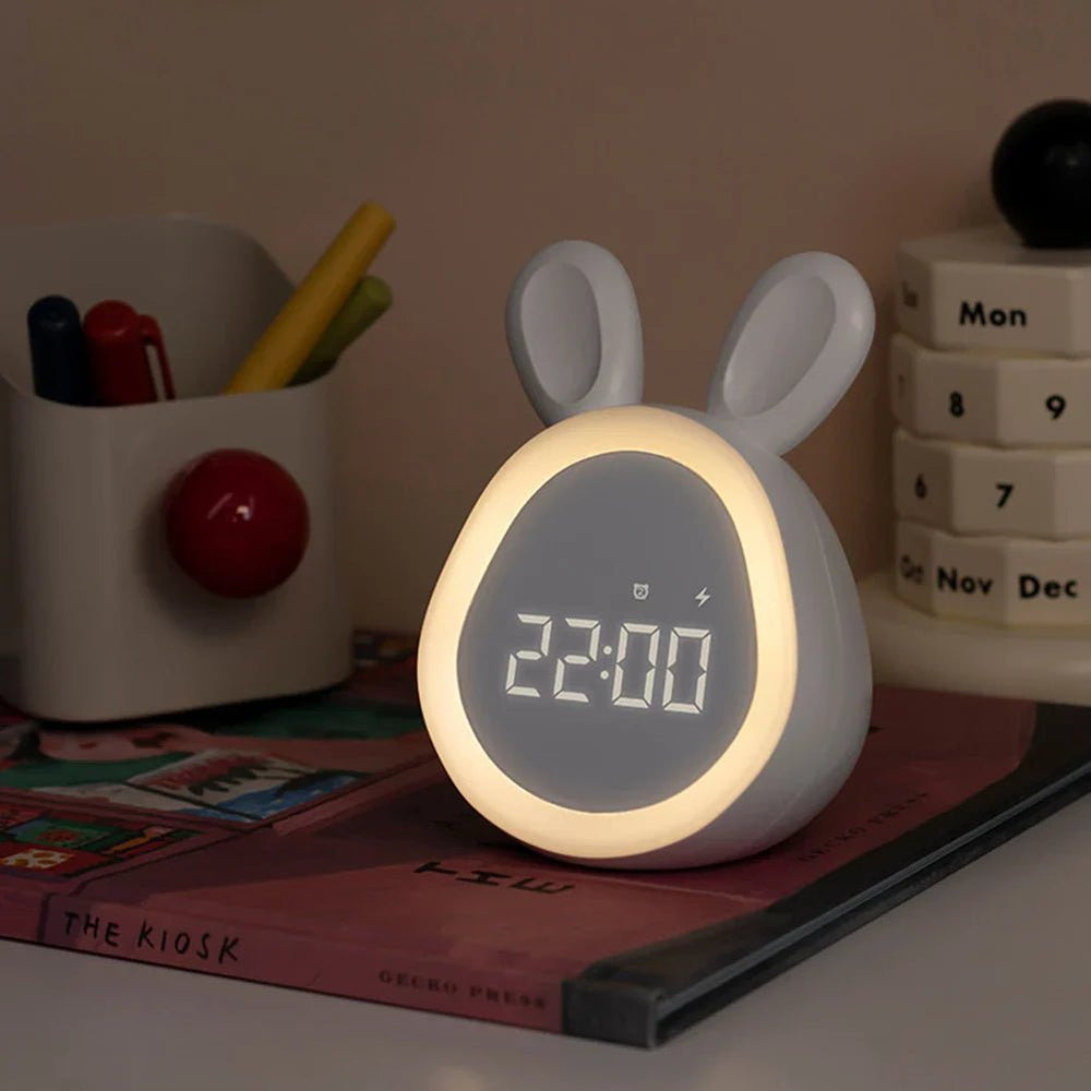 Kids' Bunny-Shaped Alarm Clock with LED Night Light – BunniGlow