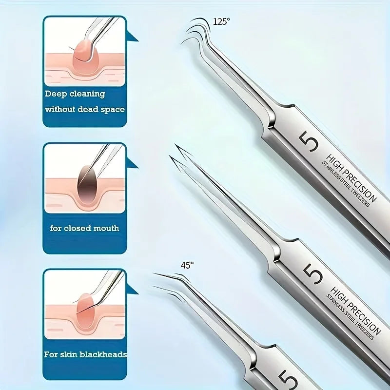 Blackhead Remover Tool Set – 8-Piece Stainless Steel & Storage Case